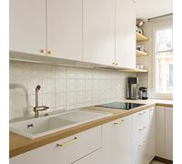 Alwayspon Adesivi per Piastrelle in Vinile Impermeabili, Stacca e Attacca Autoadesivi per Rivestimento Cucina Bagno Soggiorno, Adesivo da Parete Stile Boho, 20x20cm x 25 pezzi, Marrone Chiaro