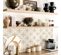 Alwayspon - Adesivo per piastrelle, 25 pezzi x 15 cm / 6 pollici Beige Bianco autoadesivo per piastrelle da bagno Cucina, paraschizzi, adesivo per piastrelle in vinile da staccare e incollare per