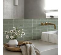 Alwayspon Adesivo per piastrelle, color verde salvia, autoadesivo, per bagno, cucina, paraspruzzi, in vinile, per pavimenti e pareti, 10 pezzi x 20 cm