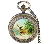 Alwesam Orologio da tasca al quarzo con design drago, numeri romani, con catena, regalo di compleanno per la festa del papà, CF1087, tutti i giorni