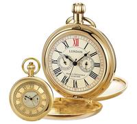 Alwesam Orologio da tasca in rame, steampunk, numeri romani, meccanico, Londra, carica manuale, orologi da uomo, con catene e scatole, oro-2042, tutti i giorni
