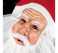 ALWIDA Facepiece di Babbo Natale, facepiece di Natale Cosplay Facepiece | Facepiece Cosplay Facepiece Latex Full Over Head Facepiece con barba Red Hat Costume di Halloween per adulti