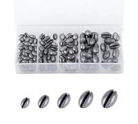 Alwonder Confezione da 100 piombini ovali da pesca con clip per lenza da pesca per pesca d'acqua dolce, trota spigola, croccante, attrezzatura da pesca da 1/417,5 g 1/4134 g 1/28 oz 1/22 oz 1/14 oz 1