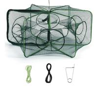 Alwonder Minnow, trappola pieghevole per pesci di granchio, gamberi e gamberi, con corda luminosa e clip per esca, trappole per granchi blu, gamberetti, aragoste, esca da pesca 6 m, con corda, 6 lati,