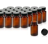 ALWSCI 120mL Bottiglia di Vetro a Bocca Larga in Vetro Ambrato con Tappo a Vite in Polietilene Nero Rivestito in PE Septa 52,8x95,0mm, Confezione da 24