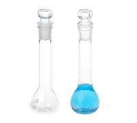 ALWSCI 2 Pezzi 10 mL Matraccio Volumetrico Matracci Tarati da Laboratorio con Tappo in Vetro, Vetro Borosilicato 3.3 Matraccio Graduato per Laboratorio