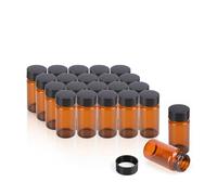 ALWSCI 20 Pezzi 20mL Ambra Vetro Fiale Campione Bottiglie di Campionamento 24 mm Nero Chiuso Tappo PP, PE Fodera Contenitori Fiale Campione 27,5x57mm