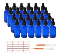 ALWSCI 24 pezzi Bottigliette per Oli Essenziali Blu, Bottiglie 30 mL con Pipetta Bottiglie Contagocce Vetro per Laboratorio, Olio Essenziale, Aromaterapia
