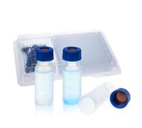 ALWSCI 2mL 9-425 PP vials per autocampionatori con graduazione. Tappo a vite a nervatura con septa da 9 mm in poliimmide/silicone rosso di 1 mm di spessore. 100pz/pz.