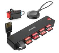 Alxum Switch Game Card Reader con Telecomando, 8 in 1 Multi Game Card Holder Compatibile per Nintendo con 4 Switch Carte da Gioco e 4 per Spazio Carte di Credito