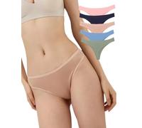 ALYA UNDERWEAR Perizoma da Donna, Mutandine in Cotone Traspirante, Perizoma a Vita Bassa, Confezione da 5 Tanga (S .. 4XL)