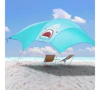 ALYCASO Tenda parasole da spiaggia, per spiaggia, cortile, prato, parco, leggera, facile da montare, 150 mq di ombra per 3-6 persone, colore blu