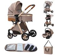 ALYIKOU passeggino neonati 3 in 1,passeggino portatile con neonato di lusso con ad alta vista Carrozzina reversibile fronte mamma e strada, 25KG,Nero