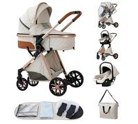 ALYIKOU passeggino neonati 3 in 1,passeggino portatile con neonato di lusso con ad alta vista Carrozzina reversibile fronte mamma e strada, 25KG,Nero