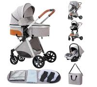 ALYIKOU passeggino neonati 3 in 1,passeggino portatile con neonato di lusso con ad alta vista Carrozzina reversibile fronte mamma e strada, 25KG,Nero