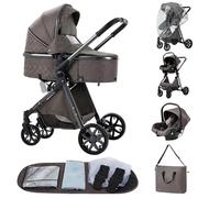 ALYIKOU passeggino neonati 3 in 1,passeggino portatile con neonato di lusso con ad alta vista Carrozzina reversibile fronte mamma e strada, 25KG,Nero