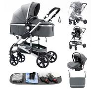 ALYIKOU Passeggino trio, combinazione passeggino 3 in 1 passeggino cittadino passeggino pieghevole di lusso con passeggino ad alta vista portatile con neonato passeggino