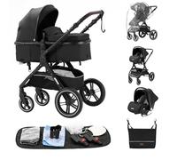 ALYIKOU trio passeggino neonati in offerta, passeggino trio, passeggino 3 in 1, pneumatici in gomma, con accessori, Gondola, Adaptateurs, 25 kg