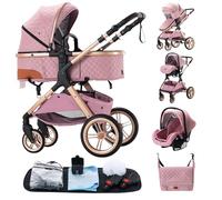 ALYIKOU trio passeggino neonati in offerta, passeggino trio, passeggino 3 in 1, pneumatici in gomma, con accessori, Gondola, Adaptateurs, 25 kg