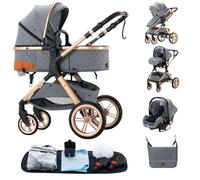 ALYIKOU trio passeggino neonati in offerta, passeggino trio, passeggino 3 in 1, pneumatici in gomma, con accessori, Gondola, Adaptateurs, 25 kg