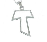 Alylosilver Collana con Ciondolo Croce d'argento Tau Cross per le donne Croce di San Francesco Assisi. Include Catena in Argento da 45 cm e Scatola Regalo