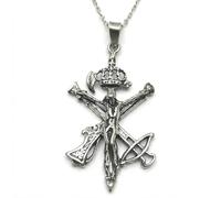 Alylosilver Set di ciondolo croce Cristo di Mena e catena da 45 cm in argento sterling 925 - Cofanetto regalo - Gioielli Settimana Santa Legione Spagnola