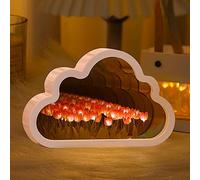 ALYMACK Lampara de Tulipanes Infinitos - Lampada a forma di tulipano fatta a mano, completamente assemblata, con specchio infinito a forma di tulipano e rosa in vetro, regalo per donne o ragazze