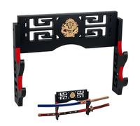 Alyoen Espositore per spada Katana, supporto da parete a 2 livelli per spada samurai e Katana, con gancio imbottito in velluto e motivo drago, per spada laser Wakizashi Samurai
