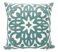 Alysheer Federa per cuscino in 100% cotone tinta unita ricamata a maglia, decorativa, per divano, auto, soggiorno, camera da letto, ufficio, idea regalo, con cerniera invisibile, 45 x 45 cm, blu acqua