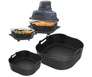 Alyvisun 2 pezzi di Teglia per Friggitrice ad Aria, Riutilizzabili Contenitore per Friggitrice ad Aria da 3,8L e 1,4L, Filtri Antigrasso Per un Cibo Più Croccante e un'Alimentazione Più Sana