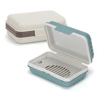 Alyvisun 2 Pezzi Portasapone da Viaggio con Coperchio, Portasaponetta Portatile con Vassoio Drenante, Portasapone Solido a Prova di Perdite per Doccia, Viaggi e Outdoor (Verde e Bianco)