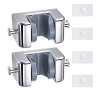 Alyvisun 2 Pezzi Supporto Soffione Doccia Adesivo con 2 ganci, Universale Supporto Doccino per Soffioni Doccia da 18-22 mm, Staffa Soffione da Muro, Regolabile Porta Soffione Doccia