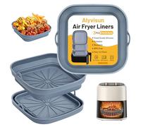 Alyvisun 2025 New Teglia Per Friggitrice ad Aria(3 Pezzi), 8inch Riutilizzabile Teglie in Silicone per Friggitrice ad Aria,Accessori Friggitrice ad Aria Per Airfryer, Microonde, Forno(Grigio)