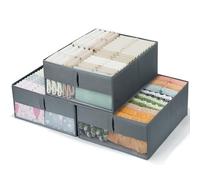 Alyvisun 3 Pcs Organizer Armadio con Finestra Trasparente, Organizzatore Cassetti in Tessuto, Organizer per Armadio in Cotone-Lino con Manici per Vestiti, Jeans, Giochi, T-shirt (45 x 34.5 x 18 cm)