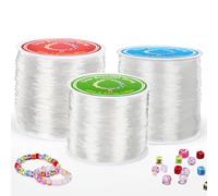 Alyvisun 3 Pcs Trasparente Filo Elastico per Braccialetti, Filo Nylon Per Braccialetti, (0.5mm, 0.8mm & 1mm) Elastico per Braccialetti per DIY Collane, Perline, e Creazione di Gioielli