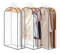 Alyvisun 3PCS Custodie per Abiti Trasparenti, Porta Vestiti Cerniere Laterali, B