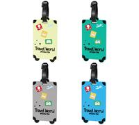 Alyvisun 4 Pezzi Etichette per Valigie Aereo, Silicone Targhetta Valigia Aereo, Etichette per Valigie con Carta d'Identità Impermeabile, Targhette Etichetta per Tag Valigie，Colore Chiaro