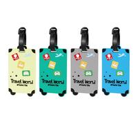 Alyvisun 4 Pezzi Etichette per Valigie Aereo, Silicone Targhetta Valigia Aereo, Etichette per Valigie con Carta d'Identità Impermeabile, Targhette Etichetta per Tag Valigie(Colore chiaro)