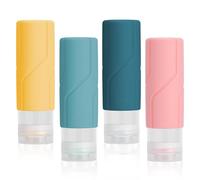 Alyvisun 4 Pezzi Flaconi da Viaggio in Silicone, Ricaricabili Contenitori Viaggio Liquidi, Boccette da Viaggio 100ml per Shampoo, Lozione, Cosmetici