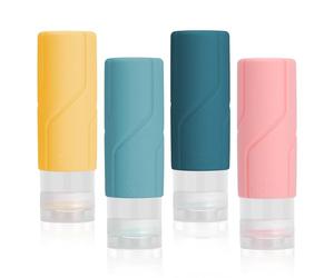 Alyvisun 4 Pezzi Flaconi da Viaggio in Silicone, Ricaricabili Contenitori Viaggio Liquidi, Boccette da Viaggio 100ml per Shampoo, Lozione, Cosmetici