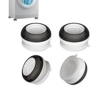 Alyvisun 4 Pezzi Piedini Antivibrazione Lavatrice in Gomma, Universali Piedi Supporto Ammortizzatori Tappetino Drenaggio, Antiscivolo Rialzo da Terra per Lavatrice, Frigorifero (Nero + Bianco)