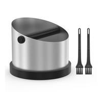 Alyvisun Coffee Knock Box in Acciaio Inox, 650ml Scatola Fondi di Caffè con 2 Spazzole, Contenitore Fondi Caffè con Barra Ammortizzante Rimovibile per Caffè, Cucina e Ristorante