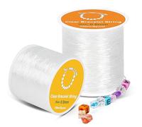 Alyvisun Filo Nylon Per Braccialetti, 2 Rolls 0.5mm, 0.8mm Filo per Braccialetti Elastico Adatto perFare Gioielli DIY, Collana, Bracciale, Artigianato (100m/Spool)