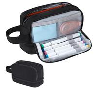 Alyvisun Grande Capacità Astuccio Scuola, Astuccio Portapenne Portatile con 5 Scomparti e Maniglia per Bambino e Adulti, Pencil Case Astucci Multifunzionale per la Scuola e l'Ufficio (Nero)