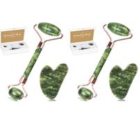 Alyvisun Gua Sha Viso in Giada Verde Naturale, Rullo Massaggio Viso per Collo e Corpo, Riduce il Gonfiore e Migliora la Contorno della Mascella con manuale Regalo,Regalo per Femminile
