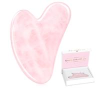 Alyvisun Gua Sha Viso in Quarzo Rosa Naturale, Massaggiatore Guasha per Collo e Corpo, per la Cura della Pelle e il Massaggio, con Manuale di Istruzioni, Regalo per Donna
