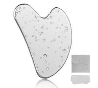 Alyvisun Gua Sha Viso, Strumento Massaggia Viso Acciaio Inox, Scheda Gua Sha con Borsa per Trasporto e Panno per Pulizia per e Corpo