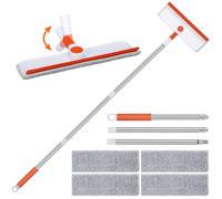 Alyvisun Lavavetri Professionale, 132cm Tergivetro per Finestre Telescopico con Testina Flessibile, Kit per la Pulizia delle Finestre con Tergivetro in Silicone e 4 Panni Tampone in Microfibra