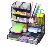 Alyvisun Organizer da Scrivania con Cassetto, Organizzatore da Scrivania a 12 Scomparti con Griglia, Organizer Scrivania Ufficio per Casa, Scuola, Cancelleria, Accessori