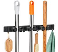 Alyvisun Porta Scope Parete 3 Slot e 4 Ganci, Portascope da Muro, Appendiscope da Muro con Clip in Silicone Antiscivolo per Casa, Garage e Giardino - Nero